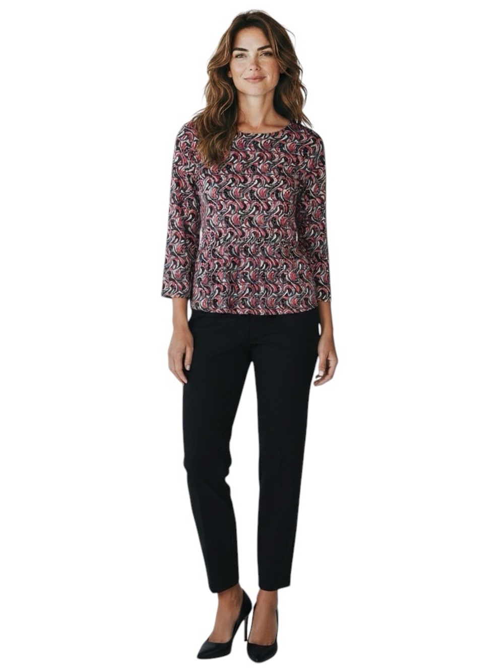 CLASSIQUES ENTIER Silk Black and Red Patterned Blouse Size Small — DESIGNER!!! - Picture 2 of 6